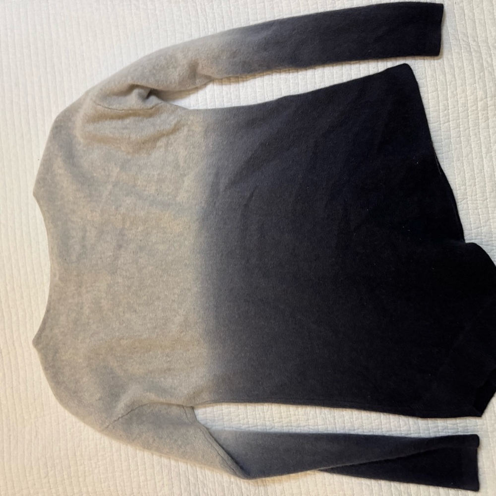 Only Mine 100% Cashmere Women's Hombre 2 ply  Sweater - Cream grey black - Picture 2 of 4